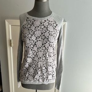 Gray sweater with beautiful cutout floral design